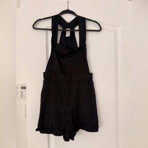 Black Overalls Shorts Romper